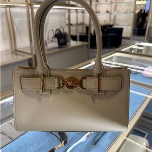 Versace Cream Shoulder Bag with Gold Hardware